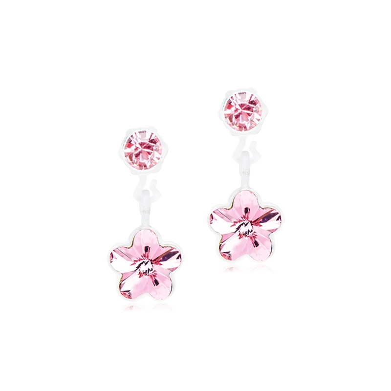 Blomdahl - Pendant Flower øreringe m pink krystal